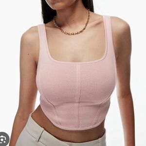 Babaton Sculpt Knit Bustier Tank in Halo Pink